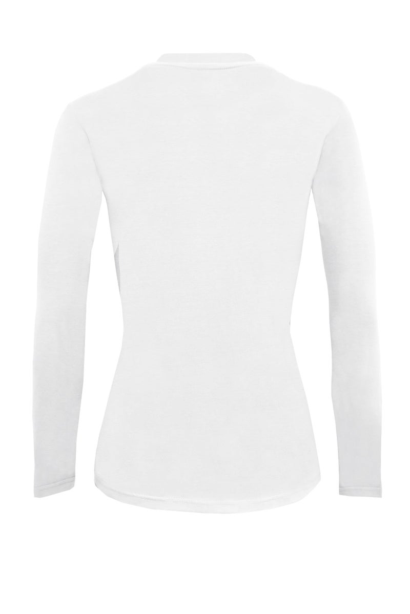 Natural Uniforms تي شيرت تحت القميص للنساء من ناتشورال يونيكورن بأكمام طويلة و ياقة دائرية (أبيض، 2X-كبير) - Image 3